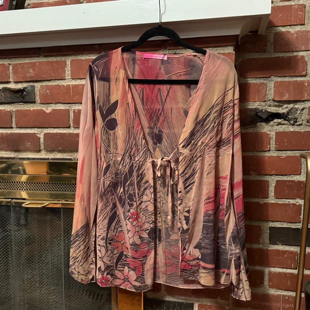 Sheer tie front top